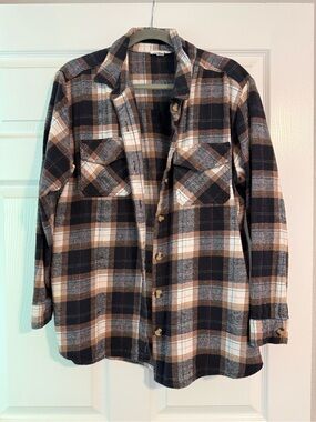 Beachlunchlounge Plaid Flannel Shacket 100% Cotton